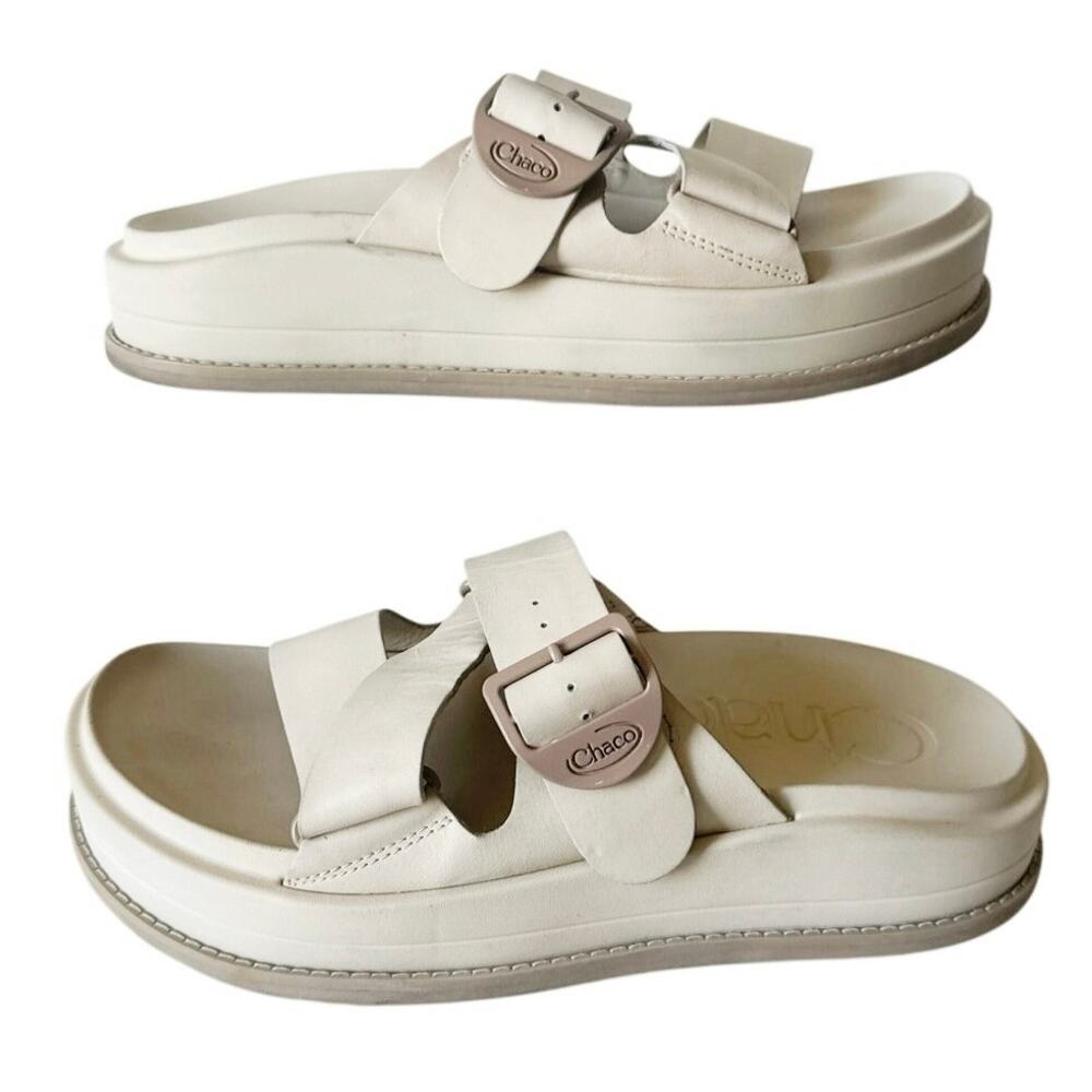 CHACO Women’s Townes Slide Midform Platform Sandals Cream Color Size 9